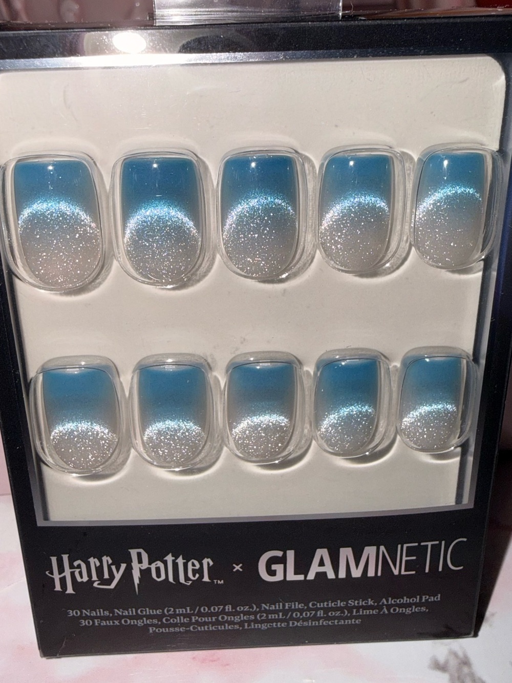 Glamnetic X Harry Potter “Lumos” Blue Ombre Press-On Nails